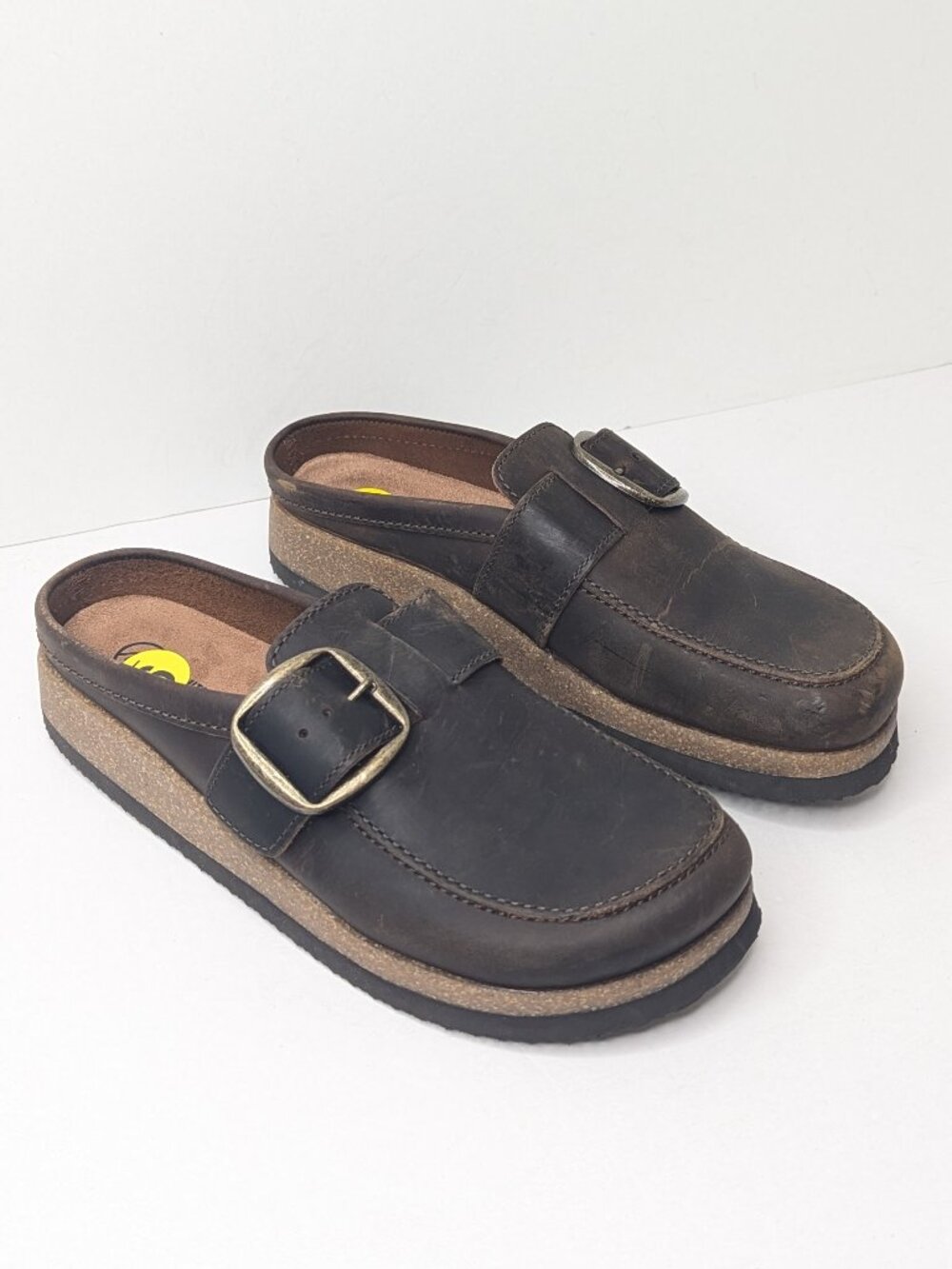 White Mountain Bueno Slip On Clogs Brown Leather Womens 9